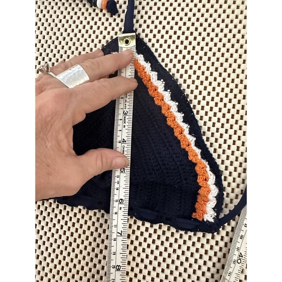 H&M WOMEN'S CROCHET TRIANGLE String Bikini Halter Top Size Medium Med 70s Vibes! - Picture 8 of 8